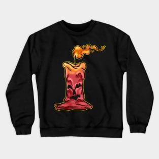 Old Jack O Lantern Candle Burning Down On Halloween Crewneck Sweatshirt